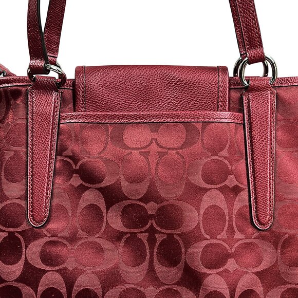 Coach Ward Steen With Leather Trim Monogram Purse Red Tag Tote Bag Pockets - Picture 6 of 16